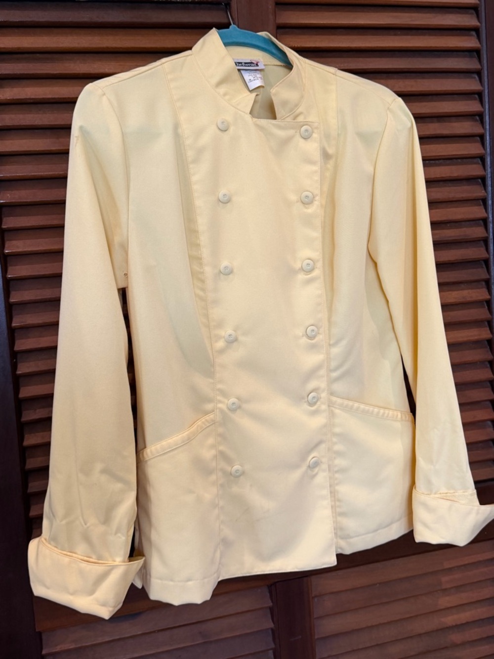 Double-Breasted Chef Jacket in Pale Yellow